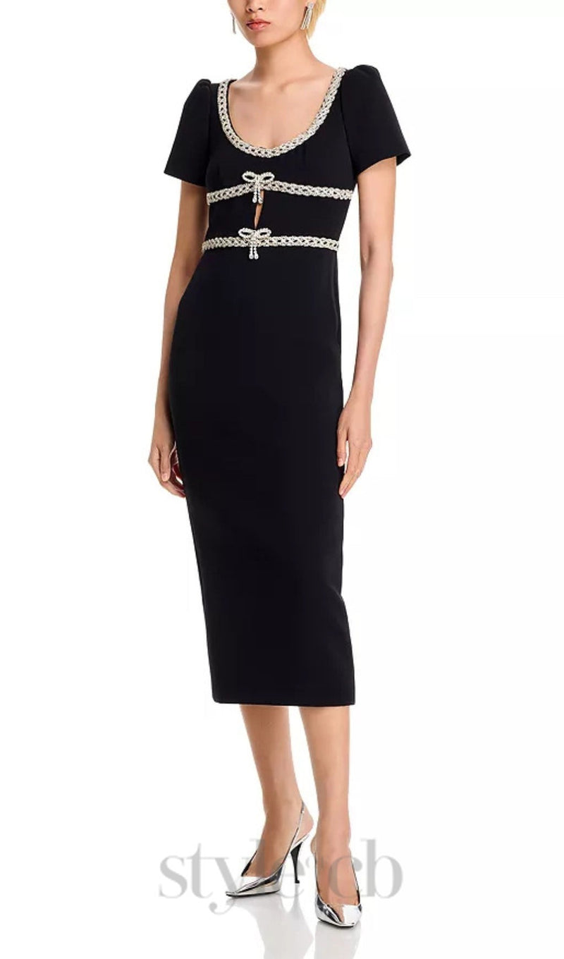 CREPE DIAMANTE MIDI DRESS