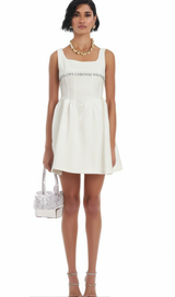 Flavia white crystal-embellished mini dress