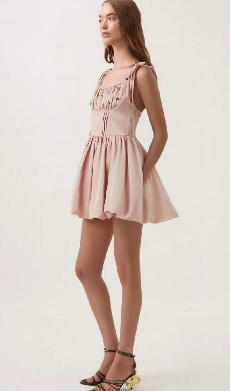 Axelle pleated crystal embellished mini dress