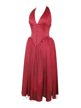 WENDY PLUNGING HALTER BACKLESS MAXI DRESS IN RED