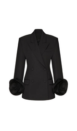 Sophia Rose Appliqué Blazer in Black