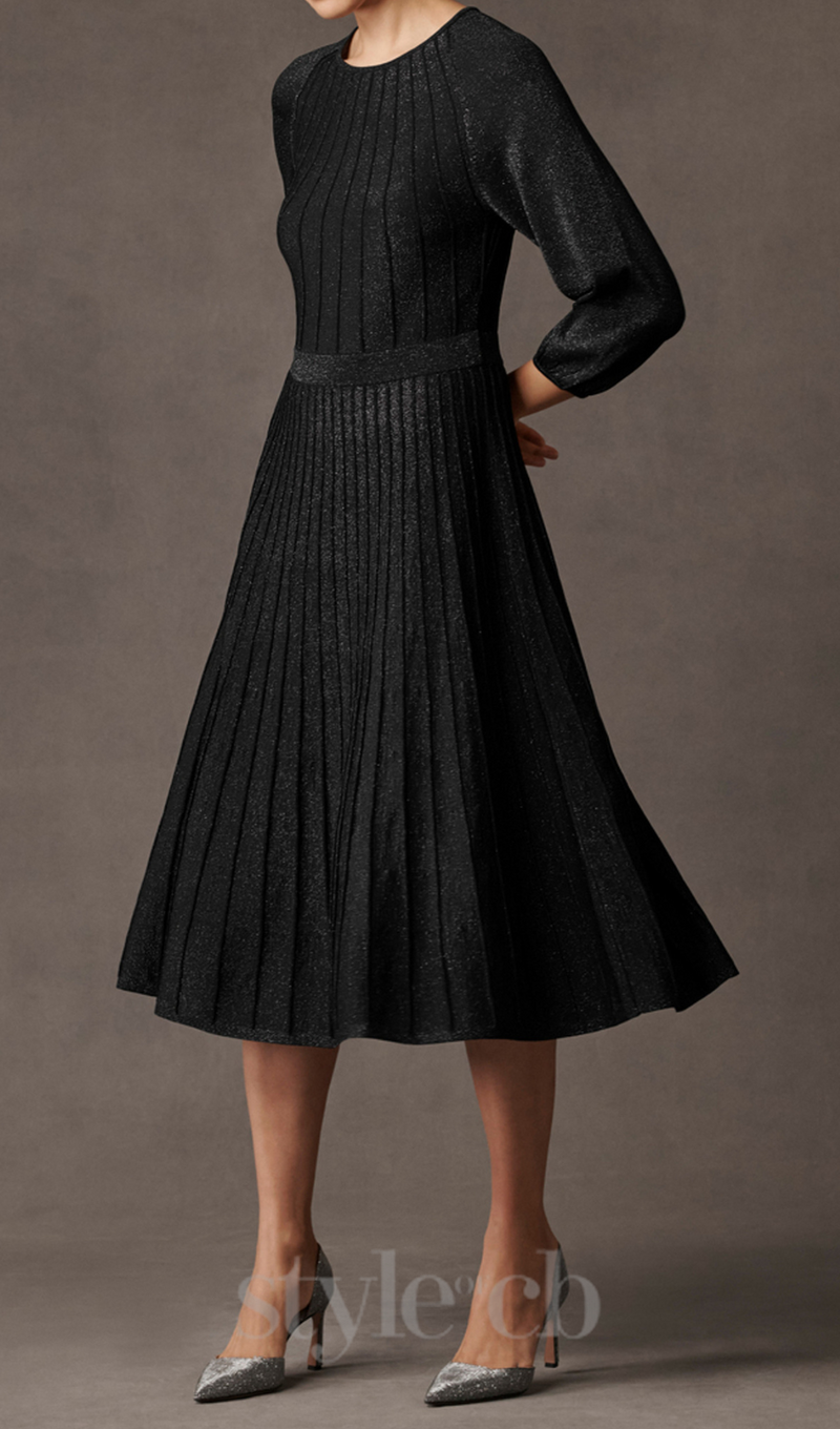 lumia knitted midi dress in black metallic