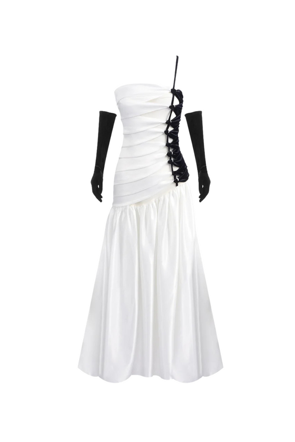 sara Satin Braided Rope Maxi Dress