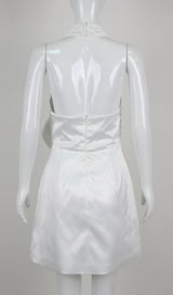 WHITE HALTER FLOWER DRESS