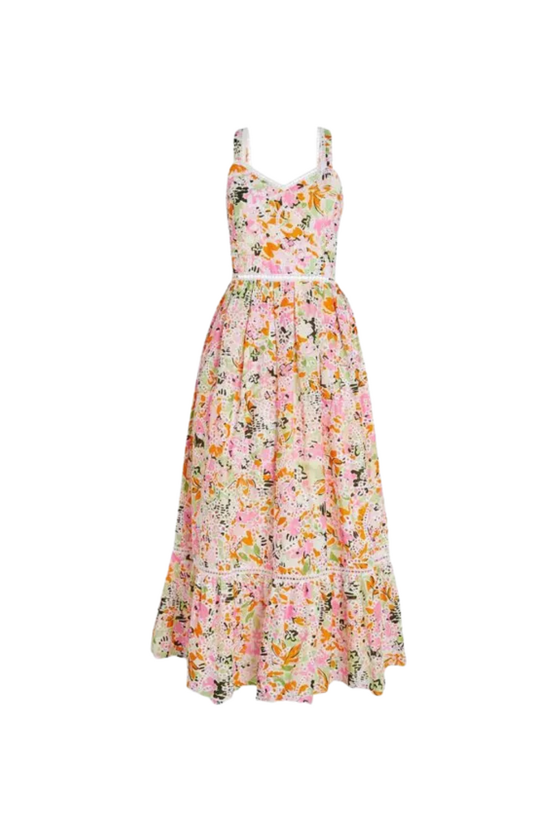 samantha Multicolor Cotton Floral Midi Dress