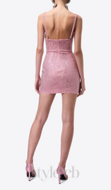 Brook crystal-embellished sleeveless mini dress in rose pink