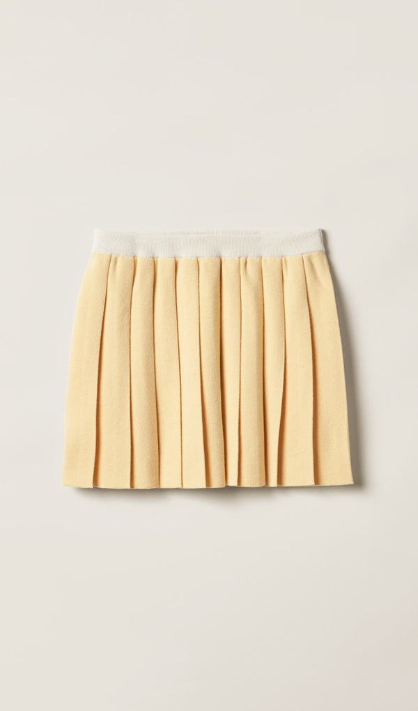 PLEATED MINI A-LINE KNIT SKIRT