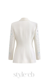 GLADYS WHITE PEAK LAPEL BLAZER WITH BEADINGS