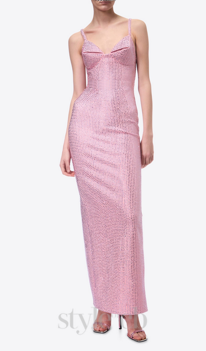 Brook crystal-embellished sleeveless maxi dress in rose pink