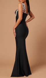 Masie crystal embellished Bandage Gown in Black