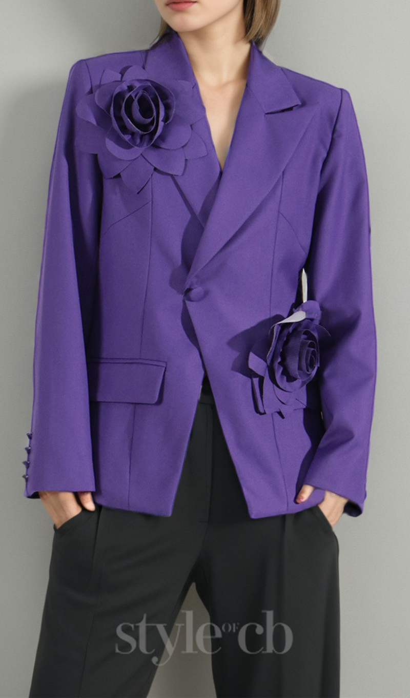 Aharon Flower Lapel Cross Blazer