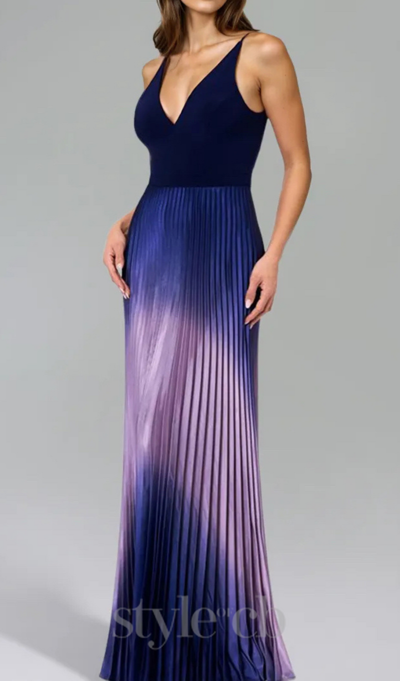 Brianna Pleated Shimmer Gown