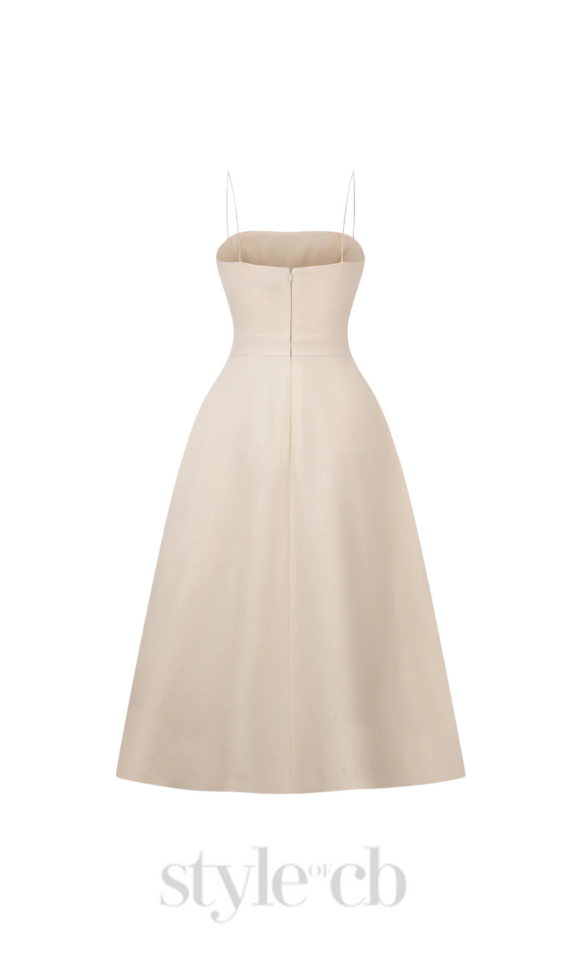 Elio button-embellished Midi Dress in cream