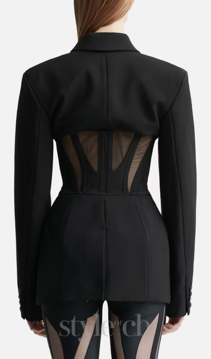 v-neck Corset Jacket in black