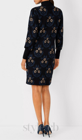 petite floral mock neck sweater dress in black