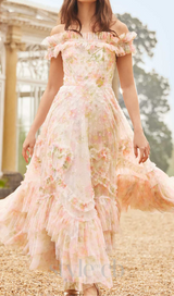 Immortal Rose Off-Shoulder Ankle Gown