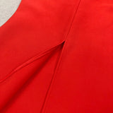 candice one-shoulder flower bodycon maxi dress in red