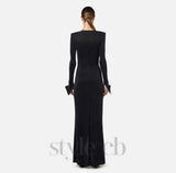 bow black carpet dress in drape jersey