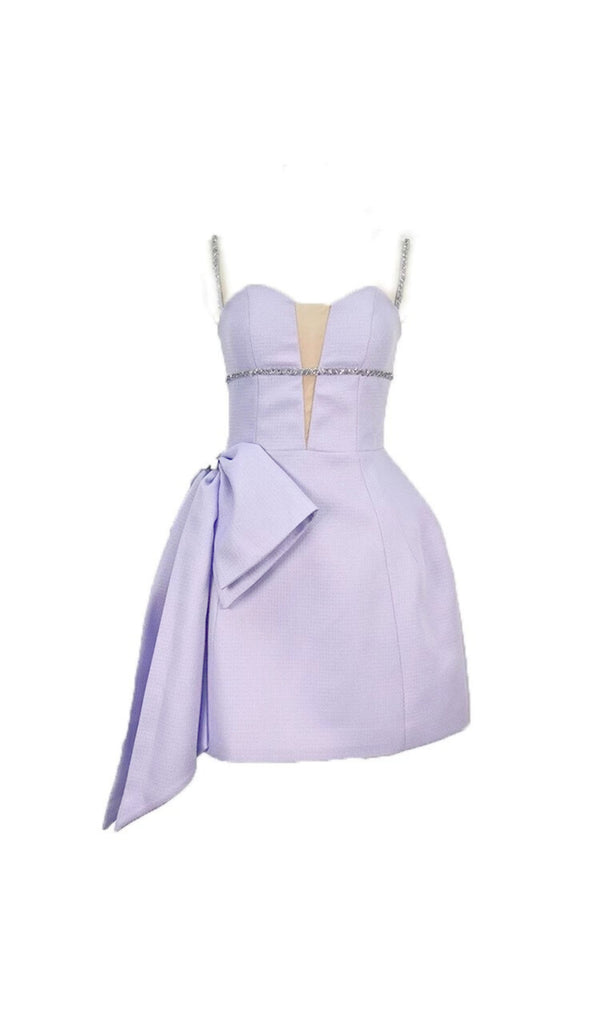 CANDANCE LILAC RHINESTONES SPAGHETTI STRAP MINI DRESS