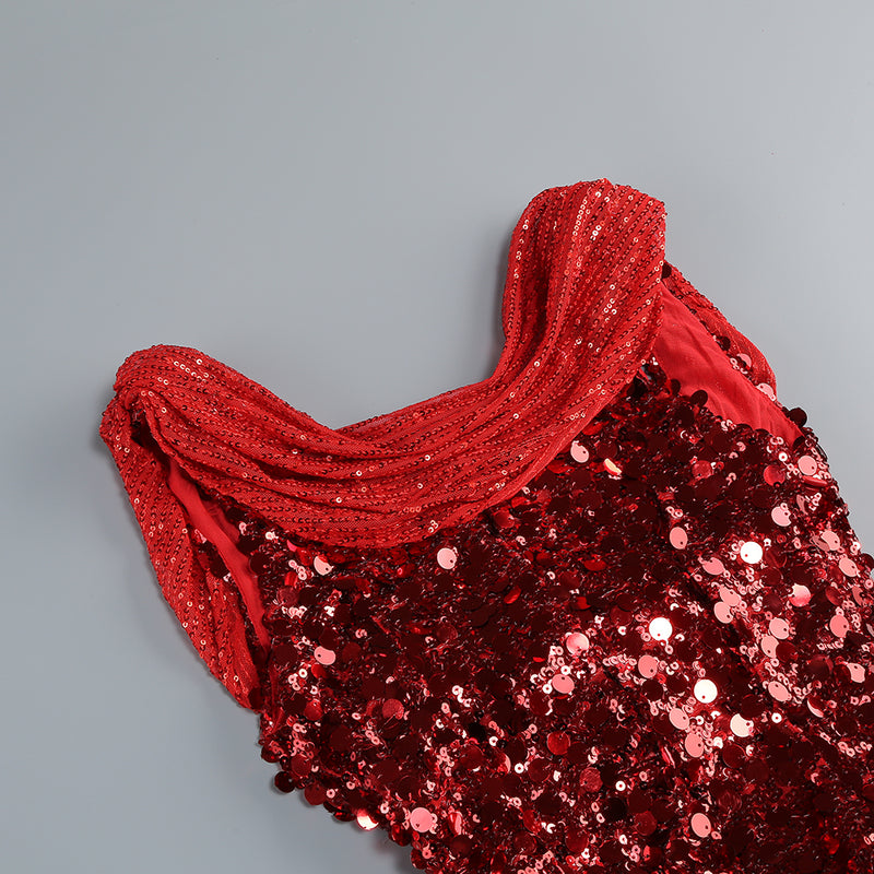 basia sleeveless sequin maxi dress in red