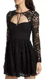 LACE TIE-NECK MINIDRESS