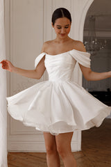 molly Detachable Straps mini Dress in Light Ivory