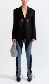 PATCHWORK BLAZER IN BLACK