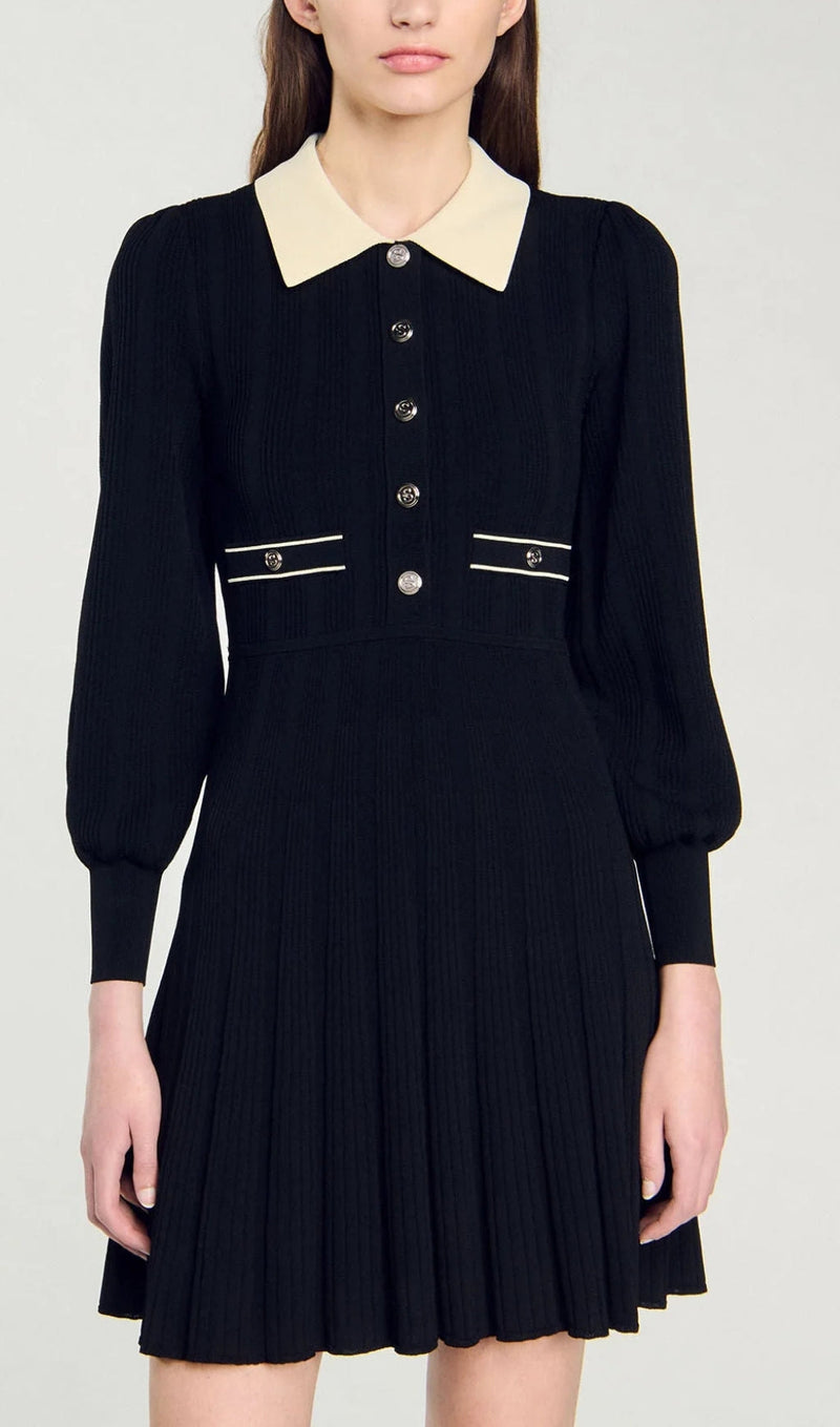 PLEATED KNIT DRESS