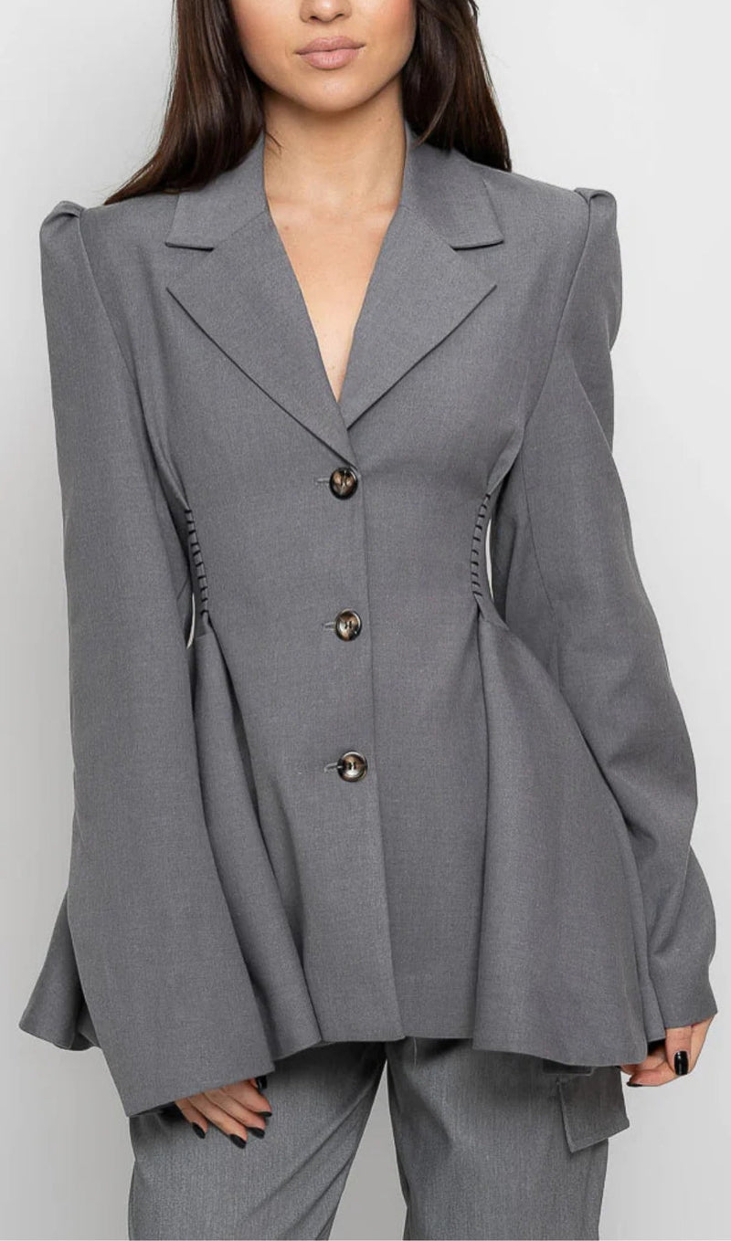 RUFFLE BLAZER WITH BACK CUTOUT