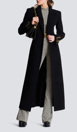 BLACK LONG COAT WITH BELT