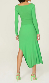 tiffany long sleeve cutout cocktail dress in green