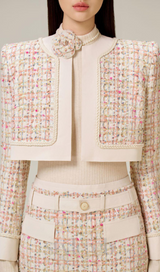 Carlin patchwork Tweed Jacket in pink