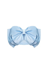 BOW STRAPLESS TOP IN BLUE