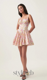 Pink Meadow Print Cotton Mini Dress