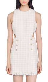 Sleeveless Cutout Pinafore mini Dress in light pink