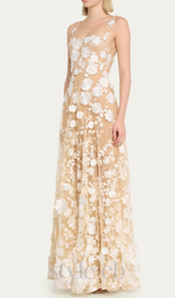 APPHIA FLORAL EMBROIDERED SLEEVELESS TULLE MAXI DRESS