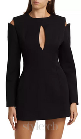 Halston Cut-Out Cold-Shoulder Mini dress in black