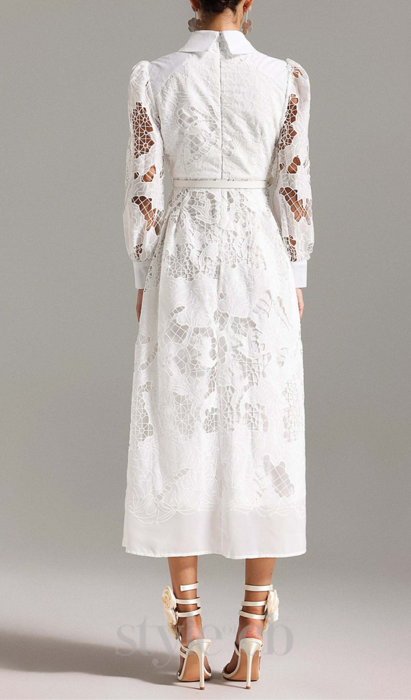 JIKISY LACE MIDI DRESS IN WHITE