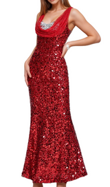 basia sleeveless sequin maxi dress in red