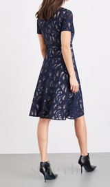 Ennis Lace midi Dress in navy