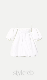 puff sleeve duchesse  mini dress in white