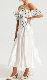 SUZANNE GRAY POLKA DOT OFF-SHOULDER CORSET