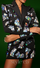 ADELAIDE GEOMETRIC LASER BLAZER MINI DRESS