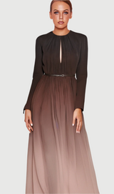 ELLEN GRADIENT COLOR RUNCHED MAXI DRES