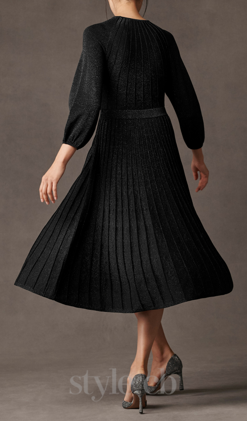 lumia knitted midi dress in black metallic