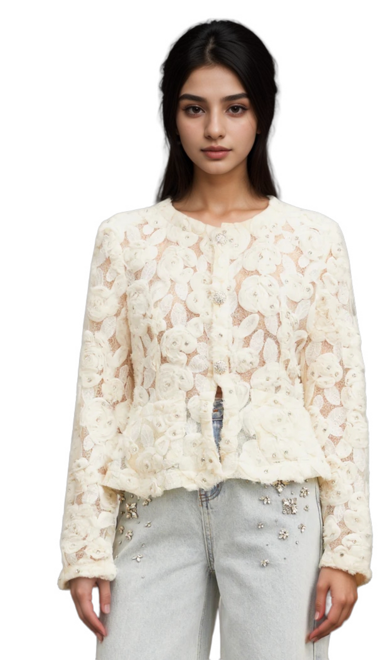 Marianne floral-appliqué embellished jacket