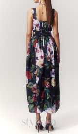 TRUDA MULTICOLOR FLORAL PRINTED MIDI DRESS