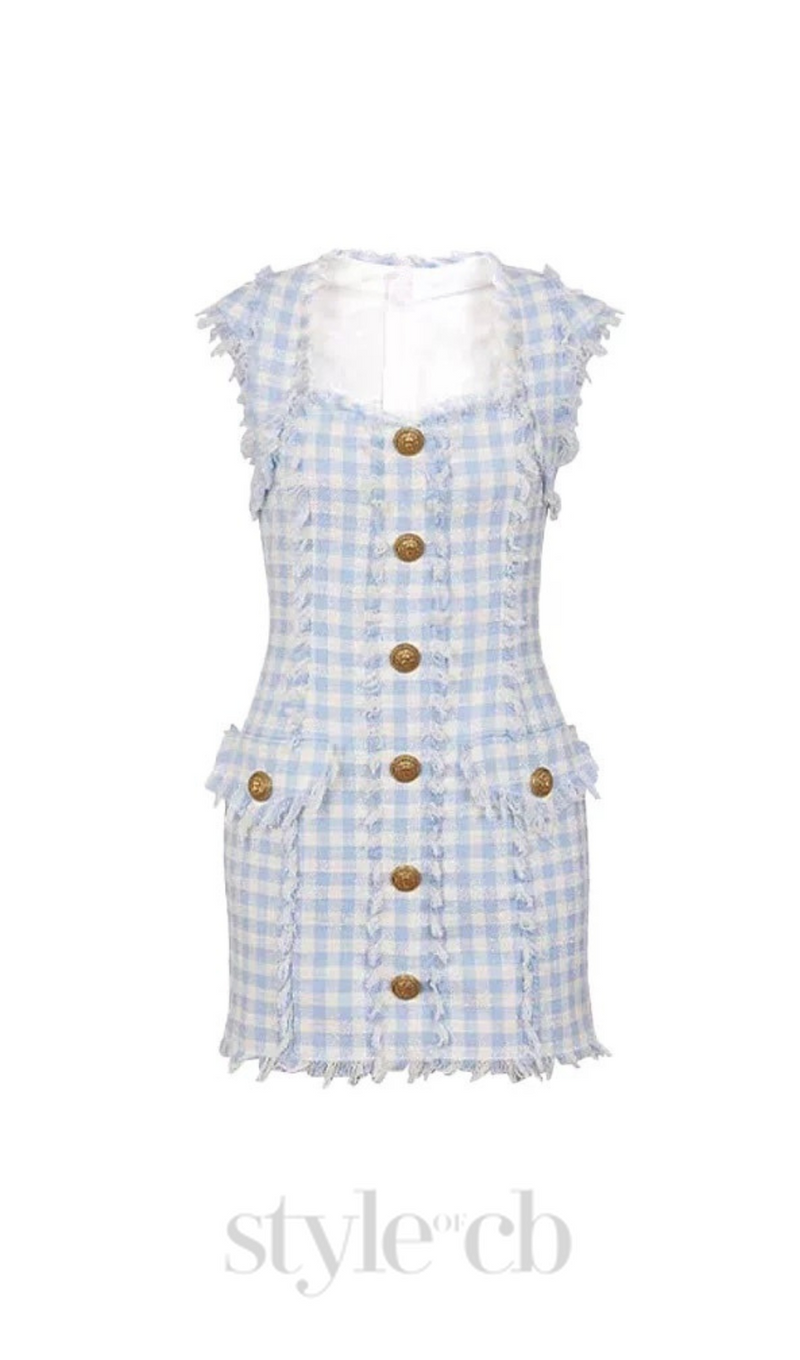 Blue White Gingham Mini dress