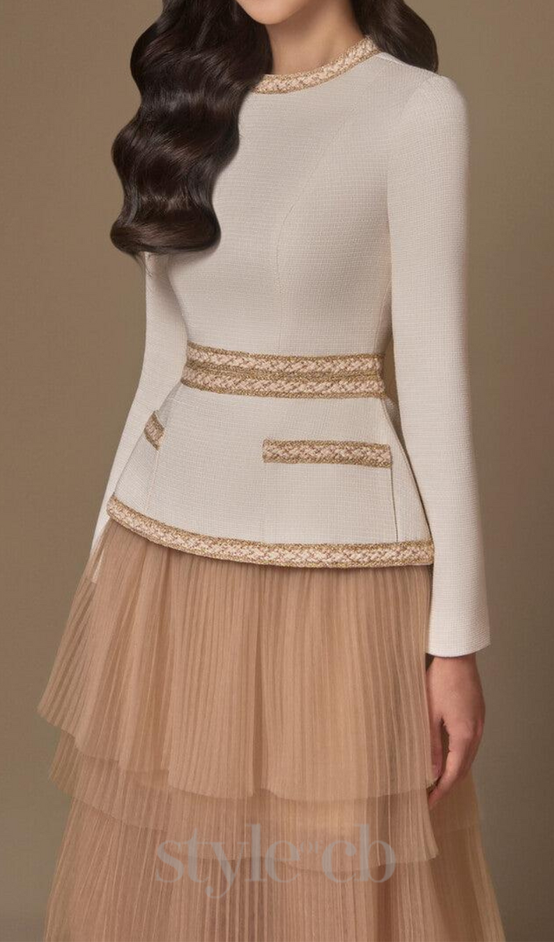 Kaity Layered Skirt set in beige