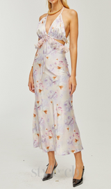 AGATHE DEEP V-NECK FLORAL-PRINT MIDI DRESS